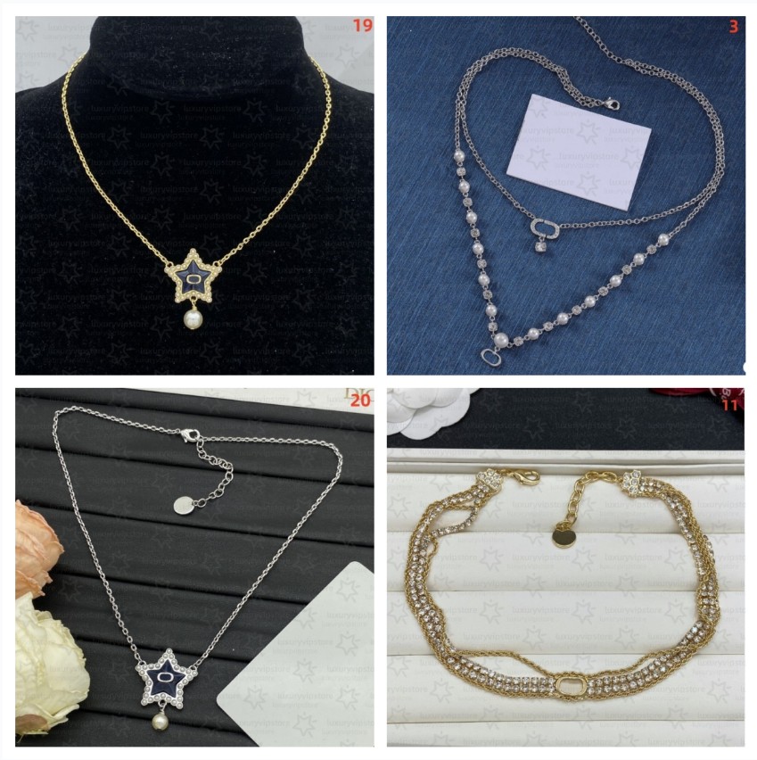Designer Necklace Luxury Jewelry Moissanite Chain Ladies' Luxurious Accent Set: 18K Gold Coated Letter Pendant Necklace Designer Set Fashion Pendant Gift Necklace