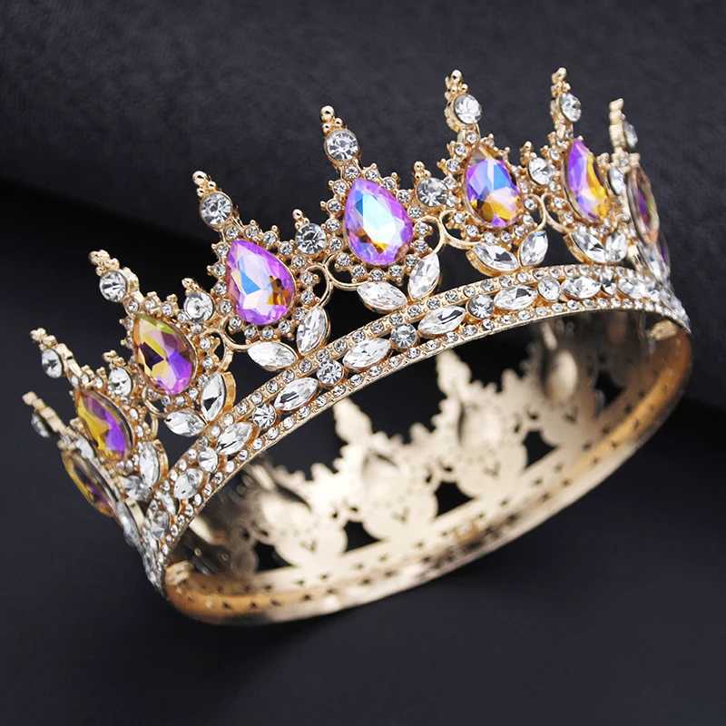 Royal Queen King Tiaras and Crowns for Women Princess Prom Wedding Party Full Round Diadem Bridal Hair Jewelry cessories L25092810T6