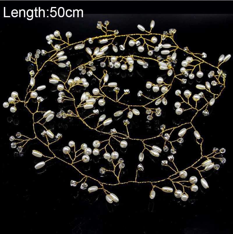 Crystal Pearl Bridal Tiaras Hairbands Hairpins Headbands Bridesmaid Diamante Hair Vine cessories Wedding Jewelry 35cm Headwear L250928IP0N