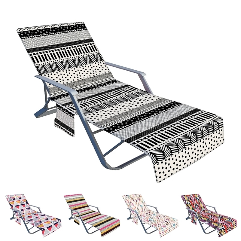Beach Chair Cover Holiday Garden Swimming Pool Lounger Chairs Cover With Storage Pocket Summer Element Seaside Beach Towel 250611bj