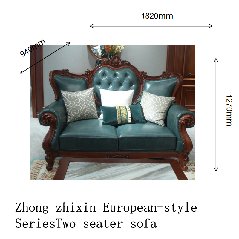 Zhong zhixin European-style Series Solid wood and genuine leather large sofa crafted with care by Danish designers