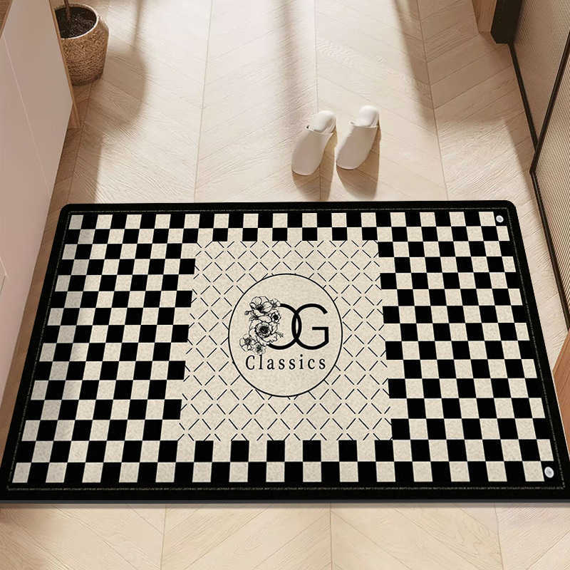 Entrance Door Mud Scraper Silk Loop Doormat Customizable Simple Plaid Cuttable Washable Floor Mat for Home Entrance C250929