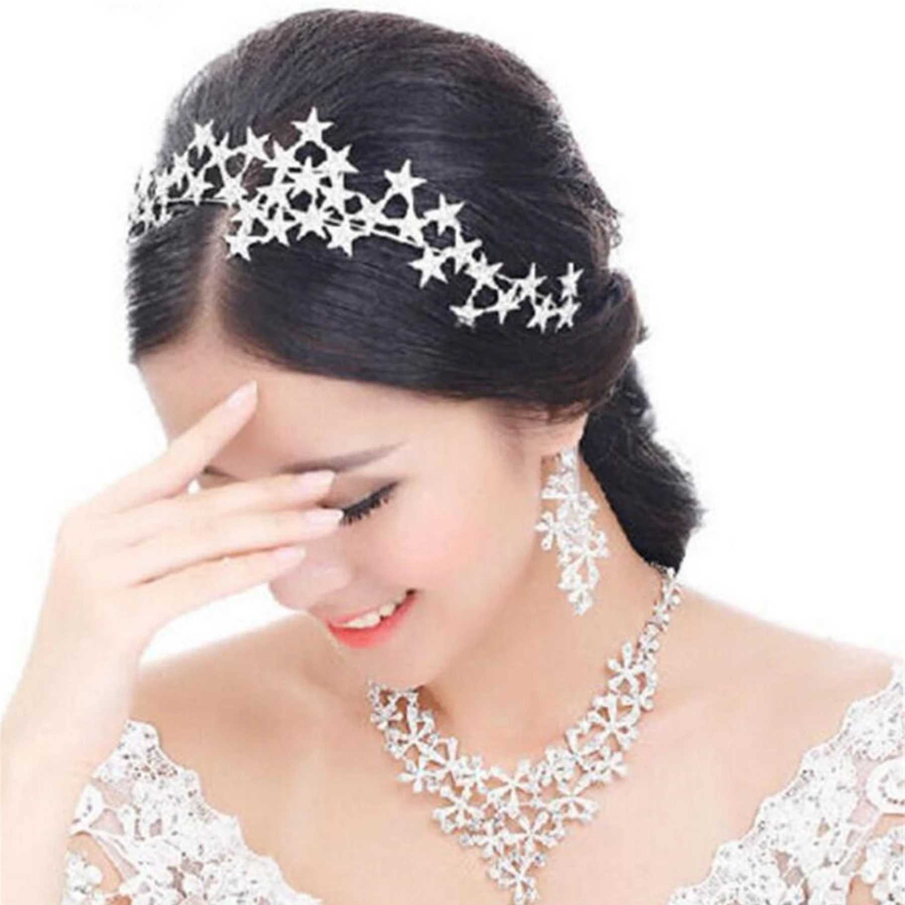 Crystal Star Tiara Crown Wedding Bridal Rhinestones Crown Headband Bride Headdress Headpiece Women Girl Hair Jewelry cessories L250928CFWV