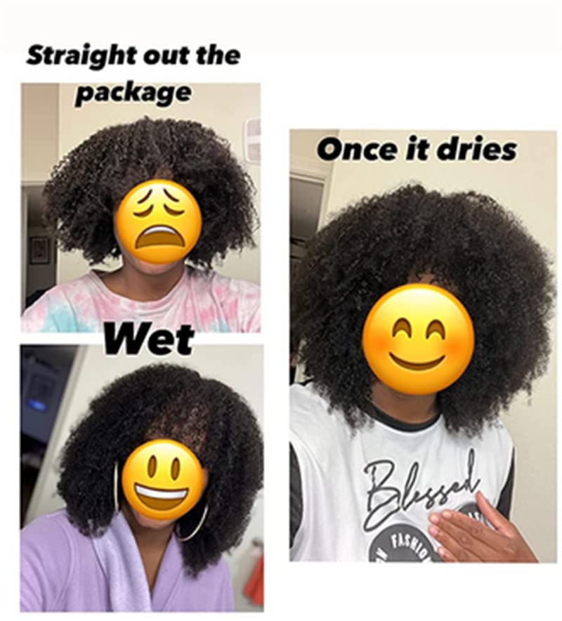 4C Afro Kinky Curly Pixie Cut Bob Wigs Short Human Hair Fringe Wig With Bangs For Women