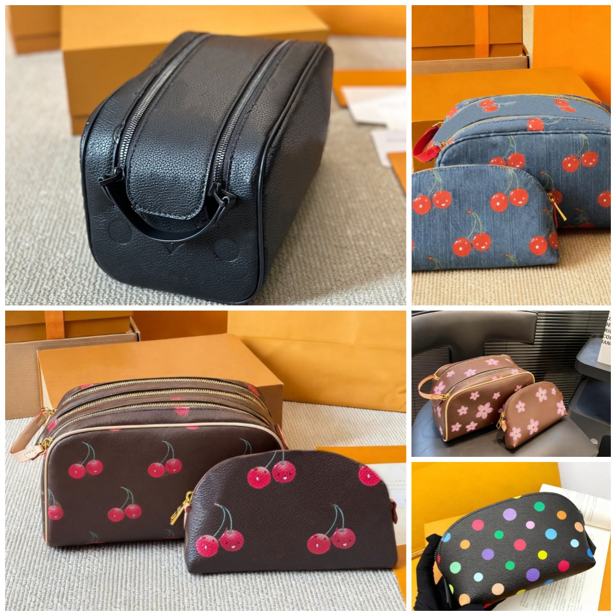 Designer Makeup Bags Toiletry Pouch Embossed Leather Cosmetic Cases Women Luxury Make Up Bag Men Wash Bag Travel Bags Handbag Purse