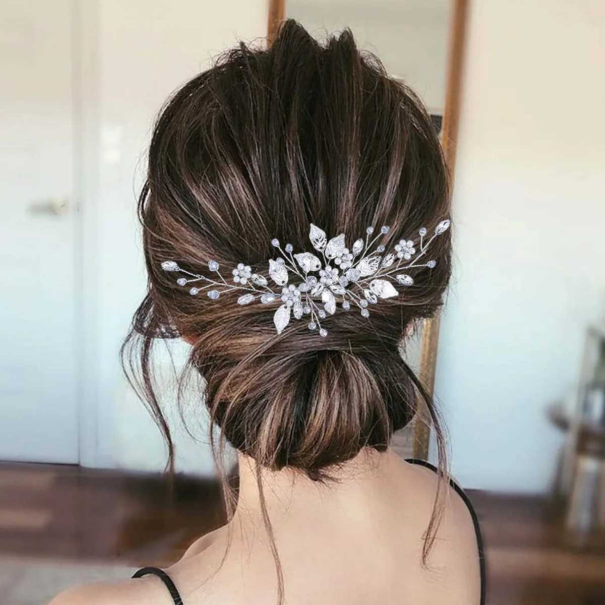 Crystal Pearl Hair Comb Clip Pin Alloy Leaf Hair Comb Handmade Headband Tiara For Women Bride Wedding Hair cessories Jewelry L250928K8AN