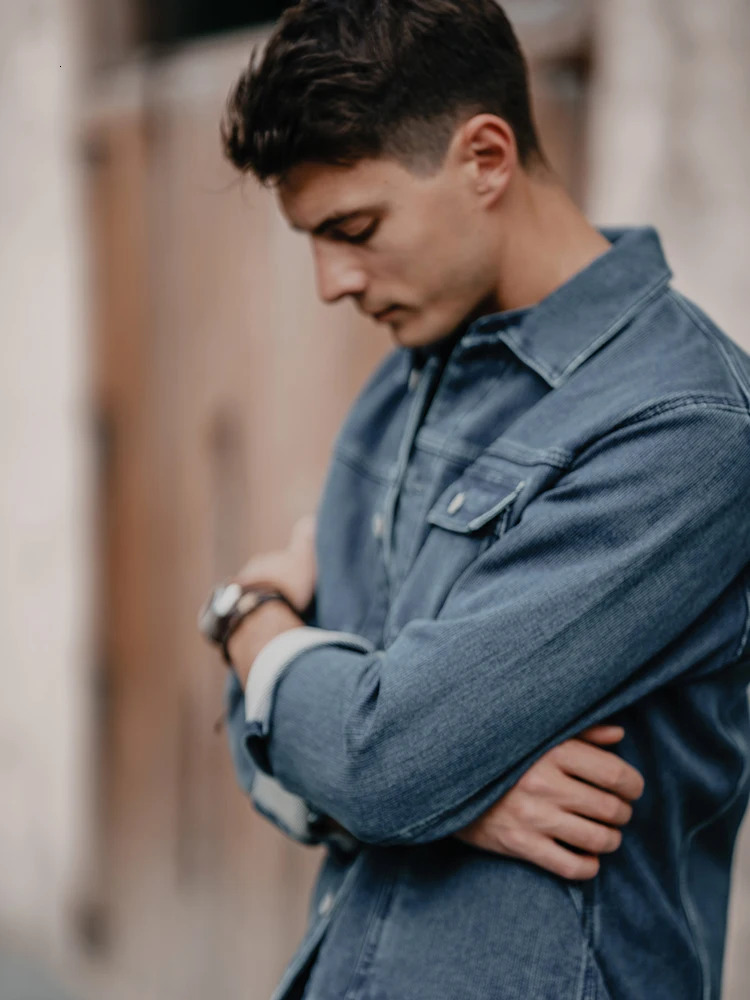 High Standard 2025 Autumn Oversize 12oz 100 Cotton Washed Indigo Blue Denim Jackets Fashion Cargo 250917Z