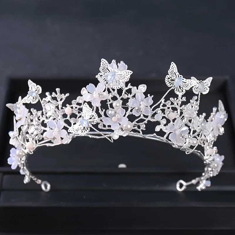 Baroque Pearl Rhinestone Crown Flower Butterfly Princess Tiara Headband Hairband Women Bridal Wedding Hair cessories Jewelry L250928IIWV