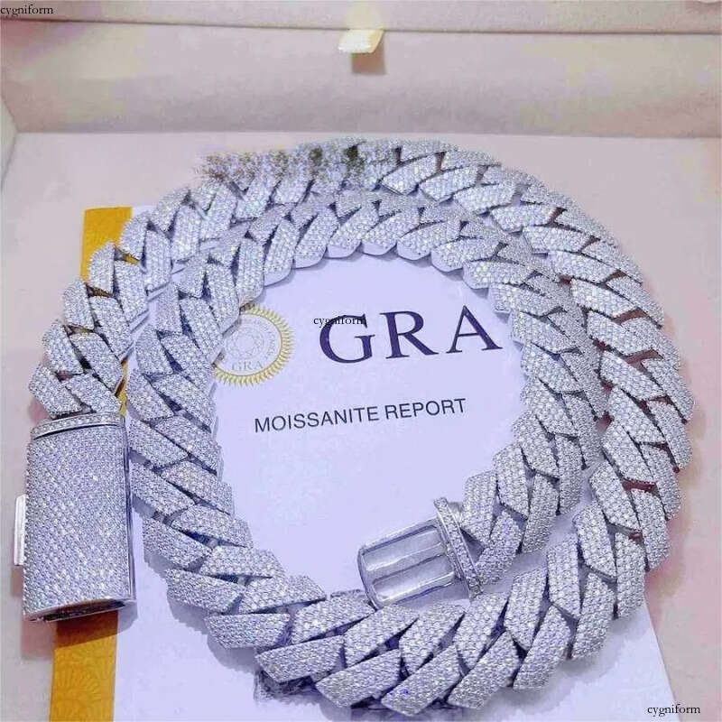 moissanite jewelry cuban link chain Iced Out Pass Dia Tester Vvs Moissanite Jewelry Necklace Bracelet Women 14mm chains for men designer jewlery