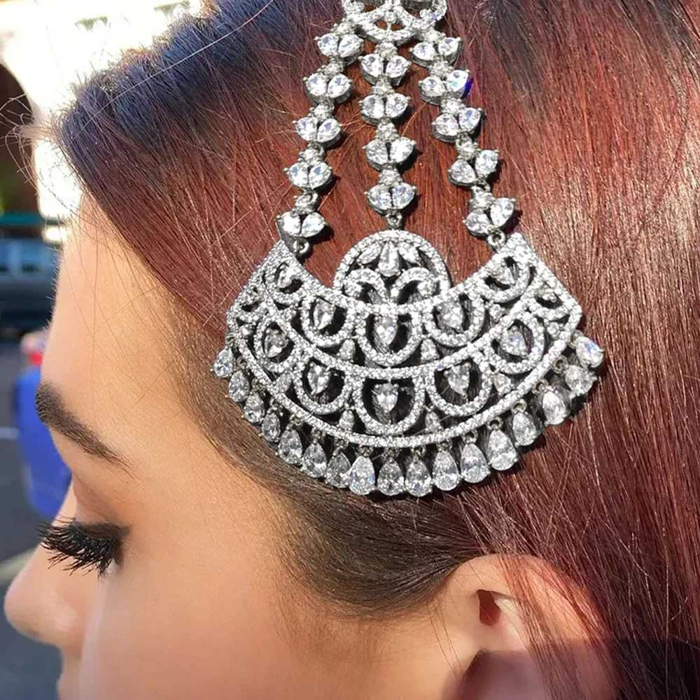 New Style Fashion Bohemian Zircon Cubic Fan Shape Hairpon Jewelry for Women Wedding Bridal Tassel Hair cessories Wholesale L2509282DI4