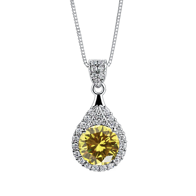 Moissanite necklace designer necklace for women Water Drop Shape Moissanite Necklace 1 CT Colorful Moissanite Necklace Collarbone Chain