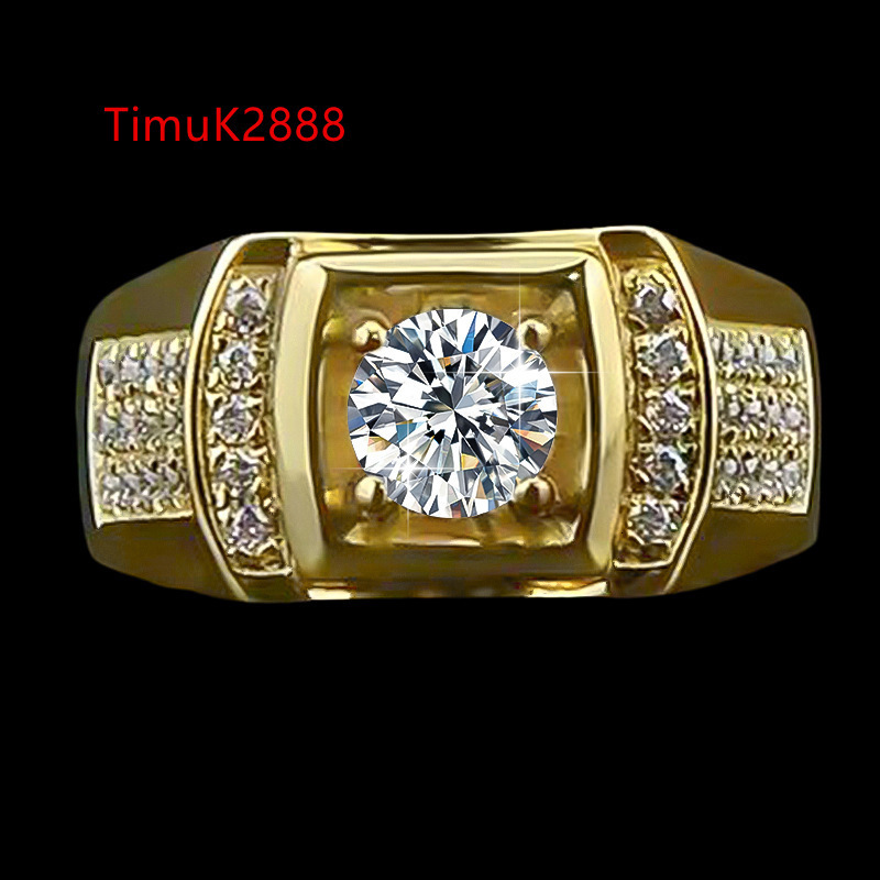 Fashion GRA Certificate D Color Moissanite Ring Elegant 925 Silver Plated 18K Gold Classic Wedding Hip Hop Men Moissanite Rings