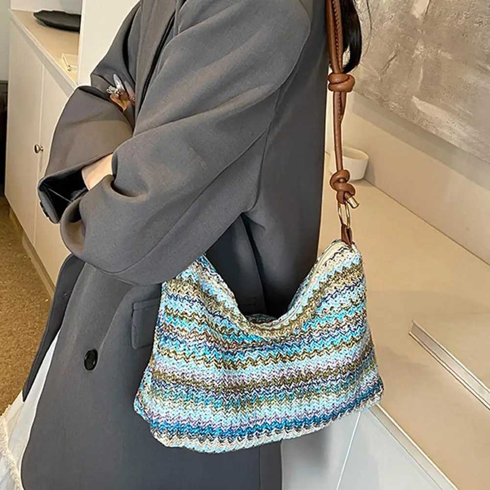 Boho Braided Shoulder Messenger Bag Large Capacity Fashion Casual Shoulder Bag Highquality Ethnic Style Simple Bag L250928