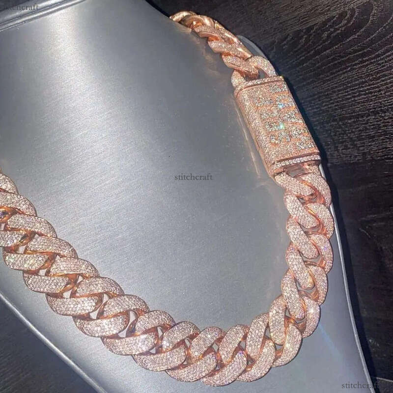 20 MM VVS Moissanite Dia Thick Cuban Link Chain Sterling Sier 24 Inches Necklace Men-Iced Hip Hop Weddings Parties