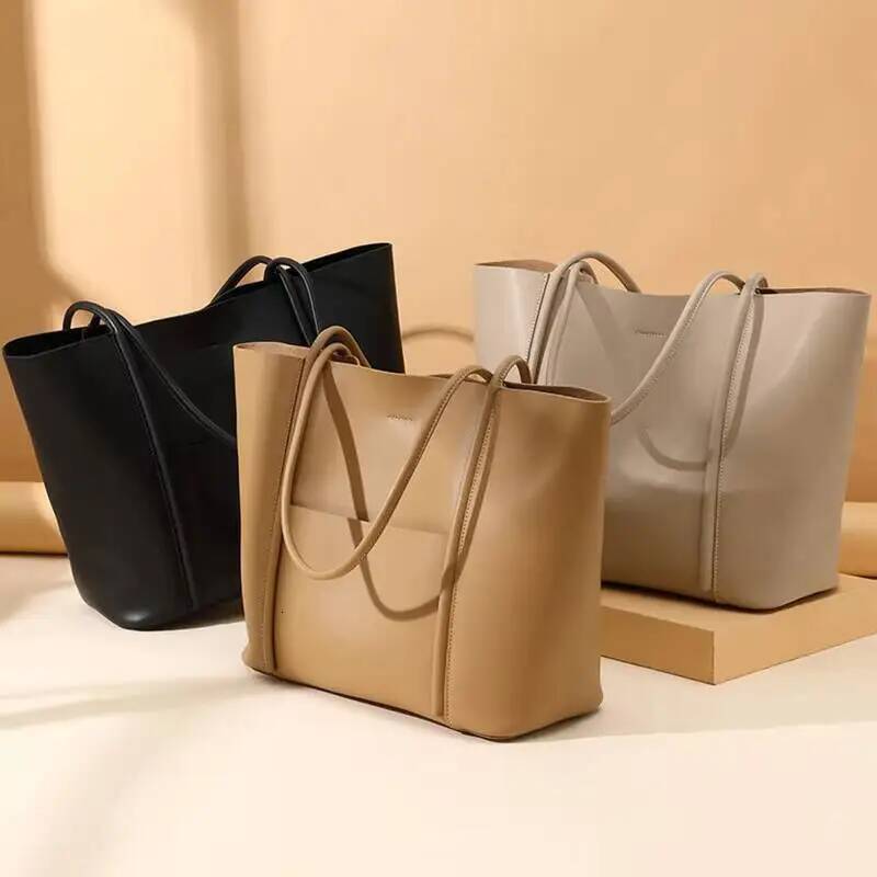 chongsukei Womens Large Tote Bag Cowhide Leather Shoulder Bag for Work Commuter Spacious Office Bag Structured Handbag