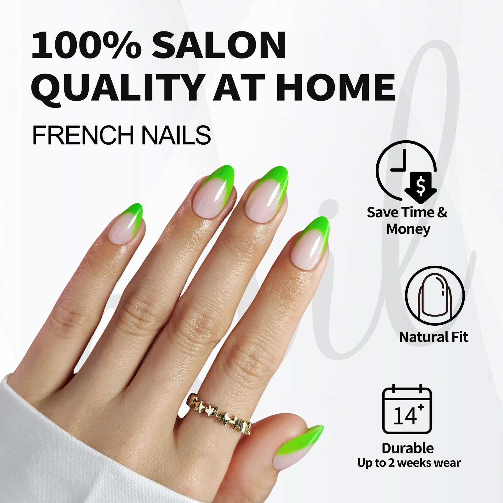 the lemon green french edge press type artificial nail soft gel wearable nail is specially designed for womens daily wear parties and banquets