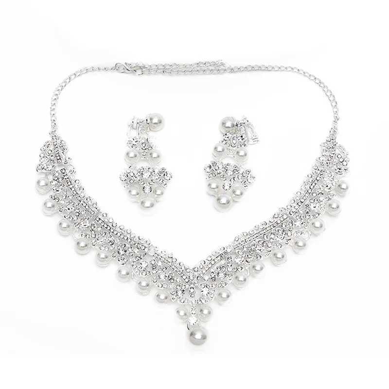 Hot Selling New Arrival Women Fashion Jewelry Set Wedding Bridal Crystal Neckle Earrings Set L2509280B2C