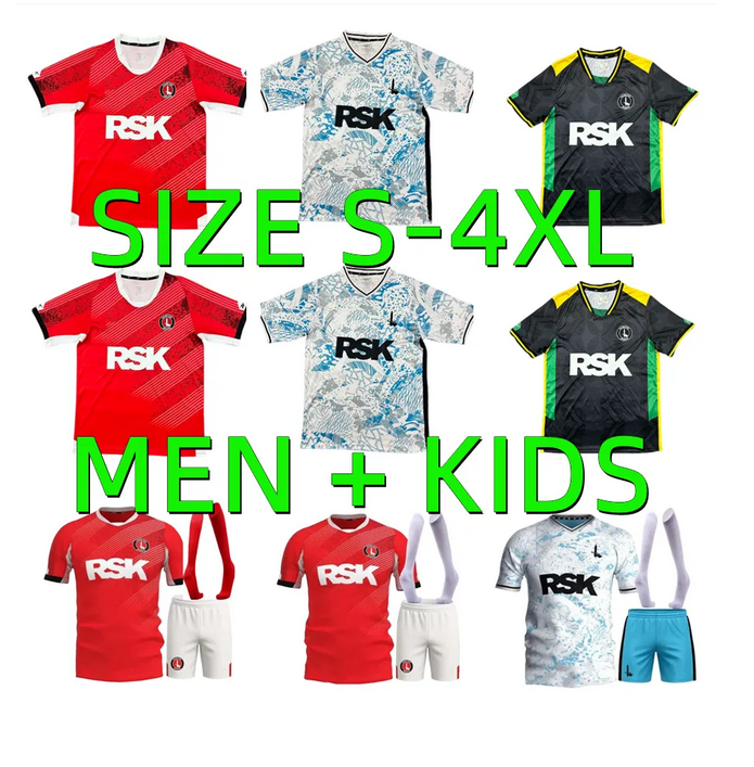 Charlton Athletic Fc 25 26 Soccer Jerseys GILLESPHEY LEABURN features a clean V-neck collar and distinctive 2025 2026 home away uniform men kids kit football shirt