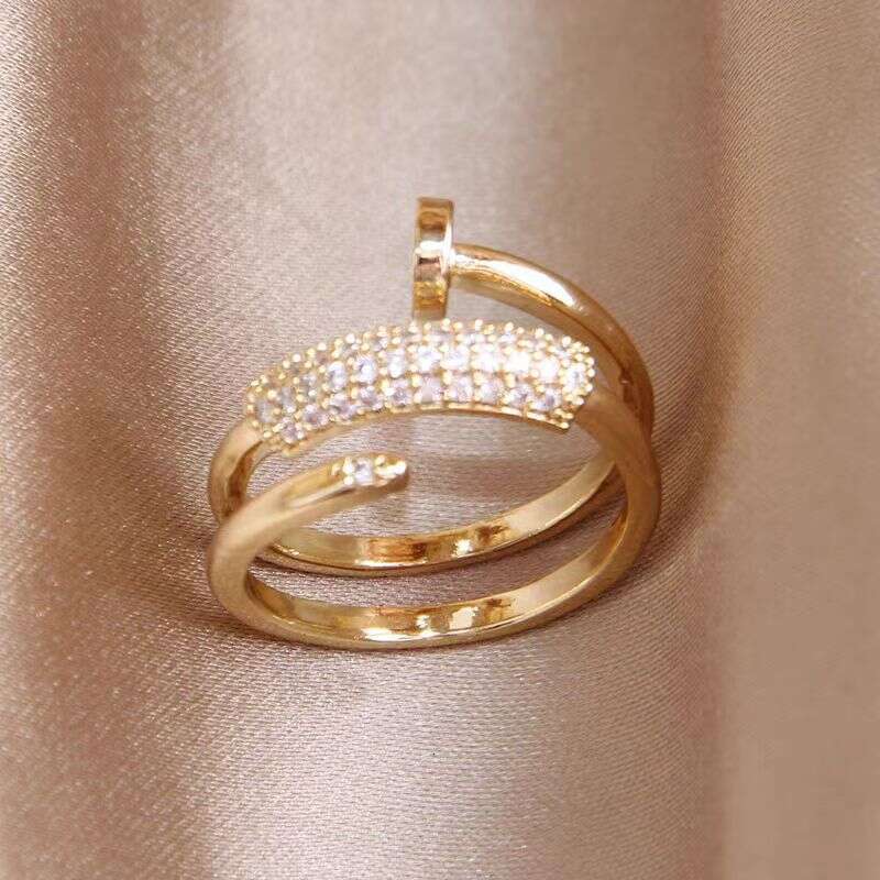 Rings Designer Luxury ring jewelry for women Copper plated with 18K gold Three Circle Stud Adjustable opening Unique Fashion High-end Festival Vacatio