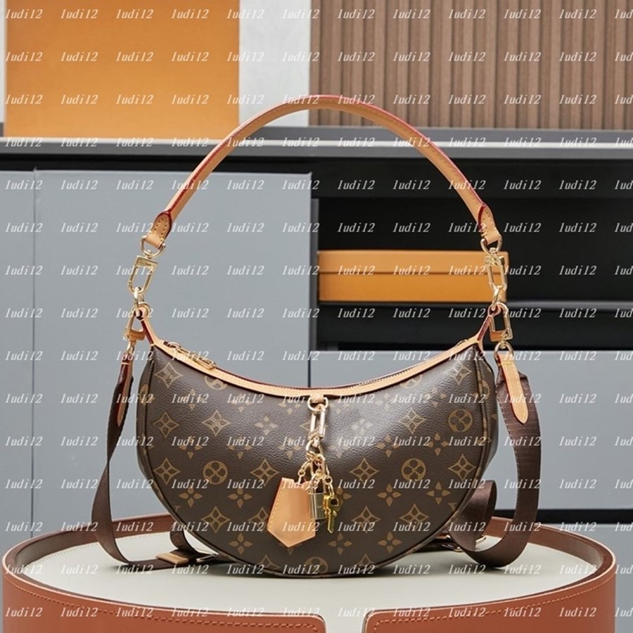 High quality designer loop bag hobo half moon bags shoulder Ostrich skin genuine leather luxury women crossbody messenger wallet handbag with strap Multicolor tote