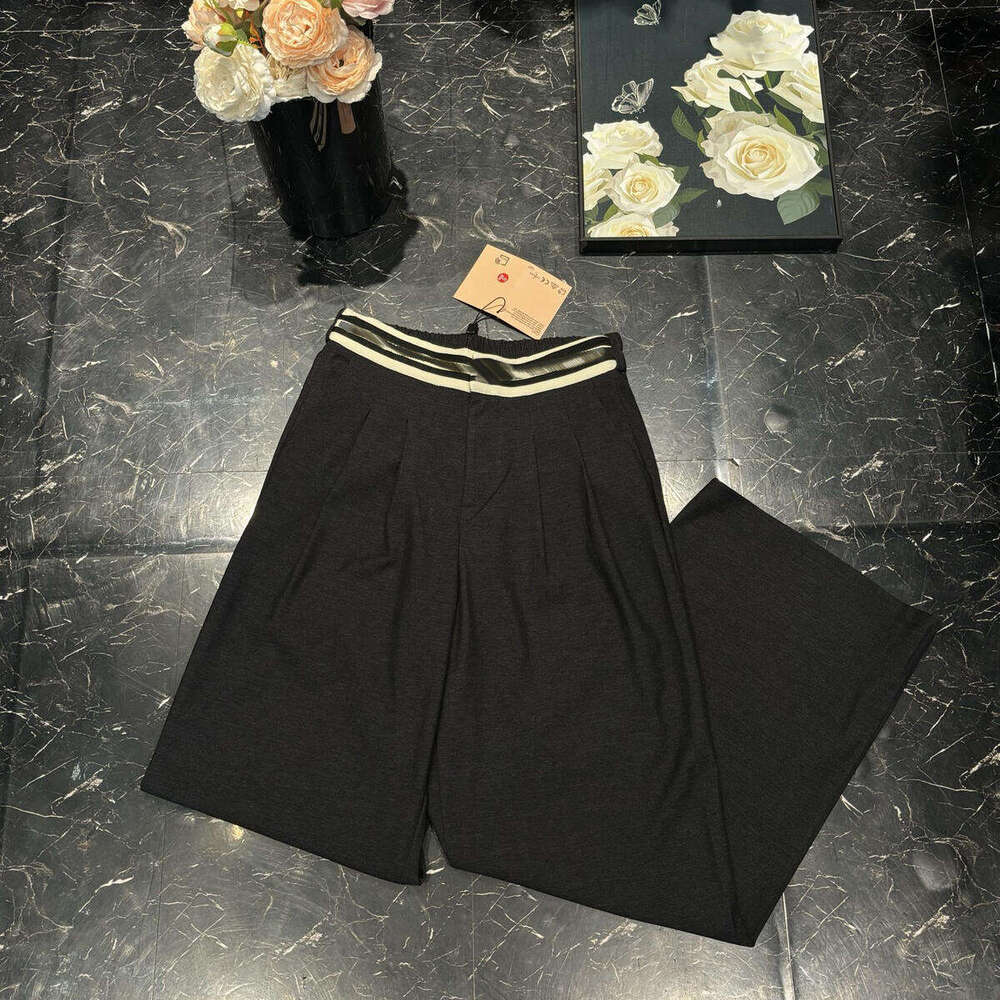 women high waisted wide leg elastic waist flowy dress pants blended fabric business casual loose trousers Office work Daily wear Z260314