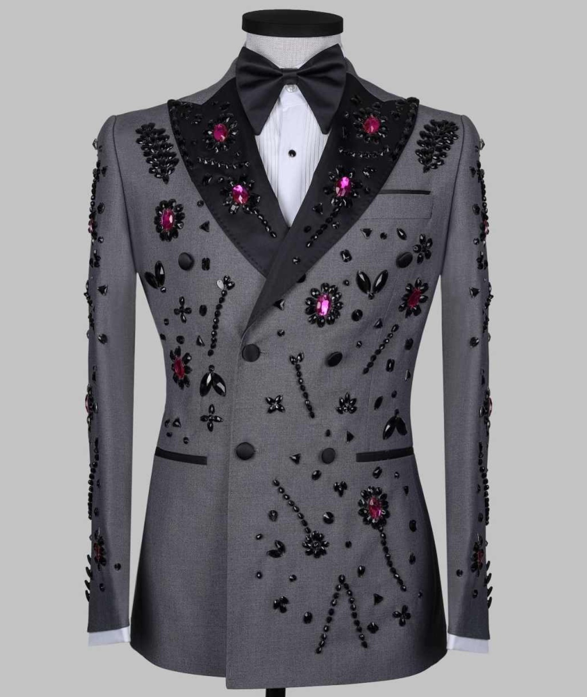 Exquisite Wedding Groom Tuxedos 1 Piece Jacket Handmade Beading Crystal Slim Fit Men's Suits Blazers Party Special Occasions Customized