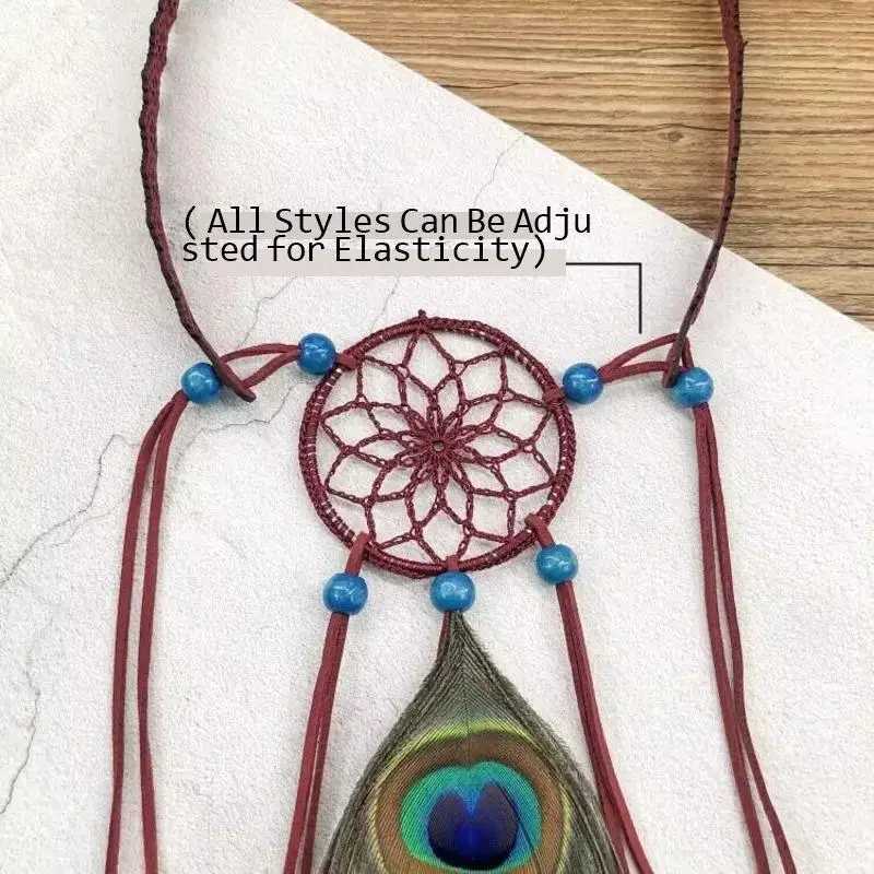 Indian Ethnic Style Bohemai Vintage Dream Catcher Peock Feather Tassel Adjustable Headband Head Jewelry Hair cessories L250928804A