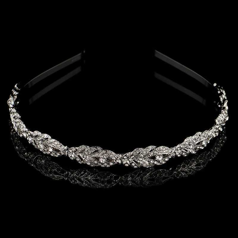 Miallo Women Crystal Rhinestone Hairband Flower Leaf Pattern Tiara Elegant Wedding Jewelry Hair cessories Brides Tiaras L250928Z7LM