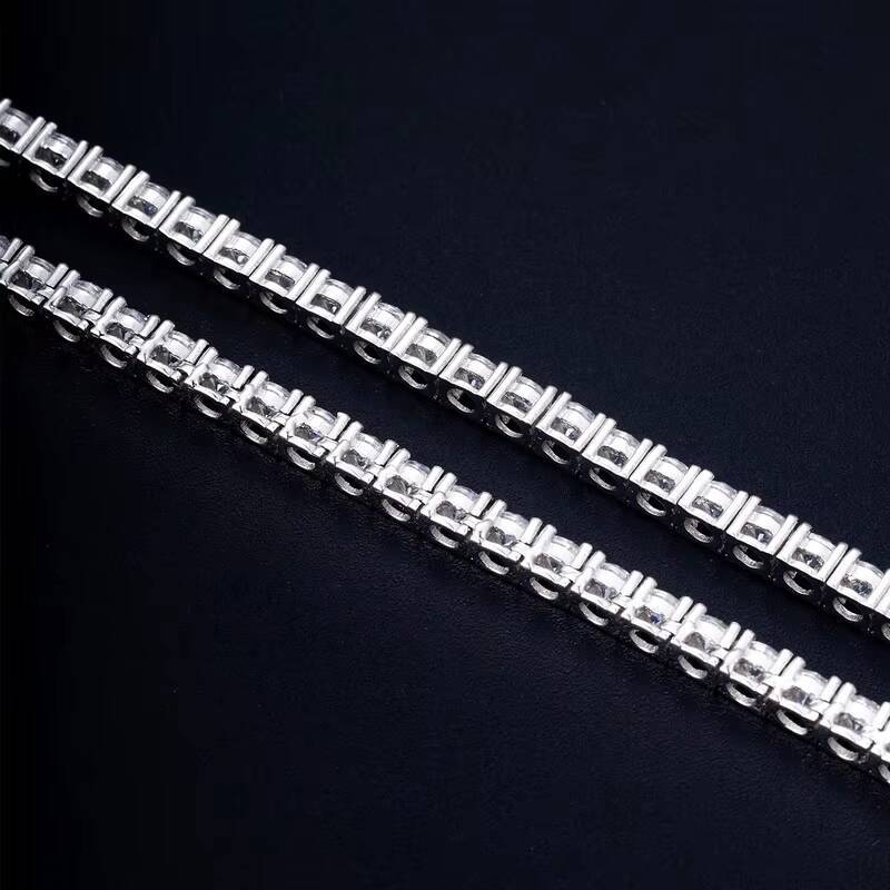 925 Sterling Silver Fine Jewelry VVS 2mm 4mm Moissanite Iced Tennis Chain Cluster Necklace for Men and Women