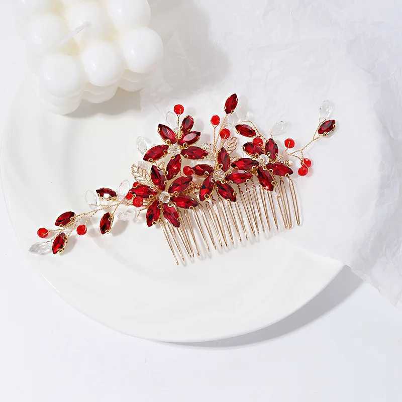 Red Crystal Hair Comb Wedding Hair cessories For Women Fashion Alloy Hairpin Clip Bride Hair Jewelry Marrige Tiaras Gifts L250928SPBZ