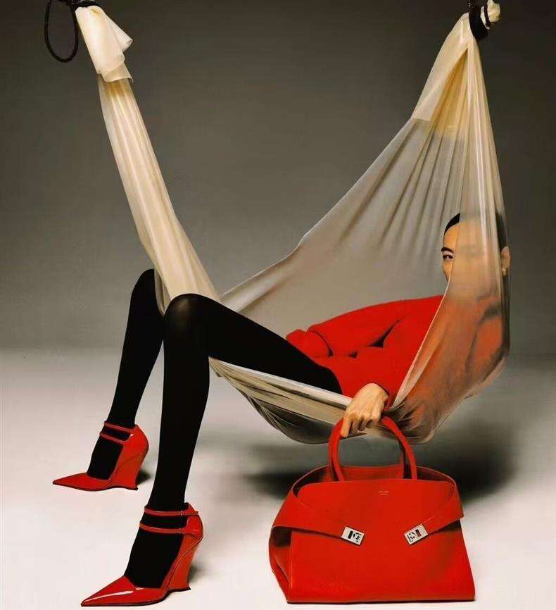 2025 New Red Patent Leather Sexy Wedge Pointed High Designer Shoe heels Shallow Mouth Single Shoes One Strap French Style Women's Sandals