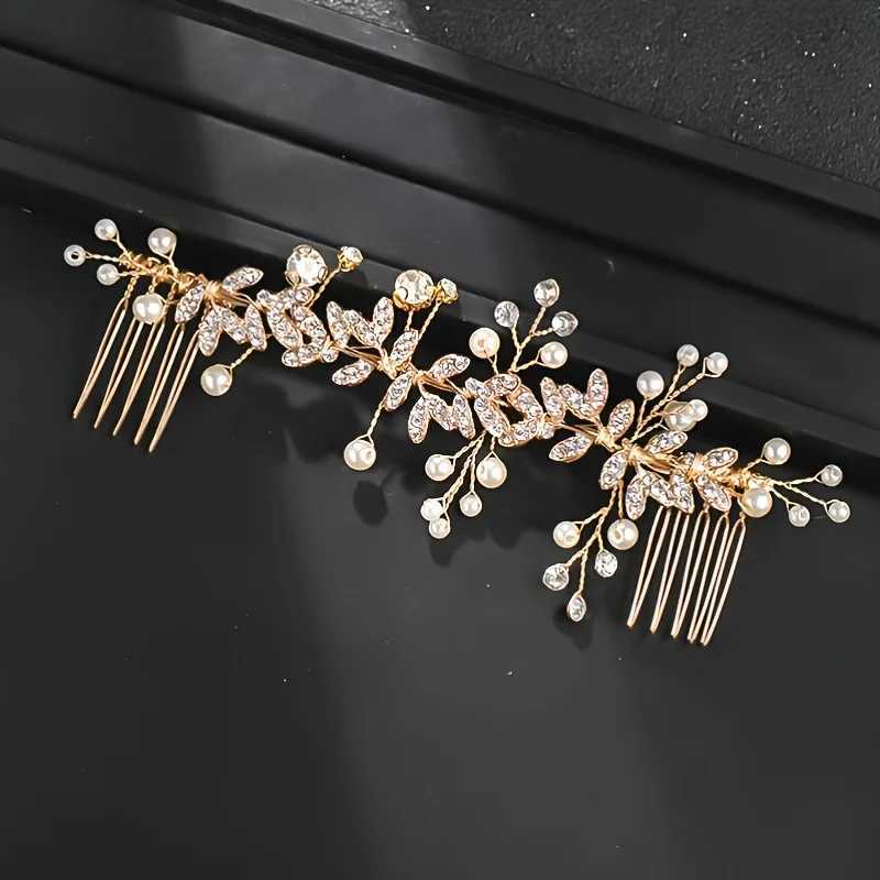 Crystal Pearl Hair Comb Clip Pin Rhinestone Leaf Hair Comb Headband Tiara For Women Bride Wedding Hair cessories Jewelry Comb L2509284O9Y