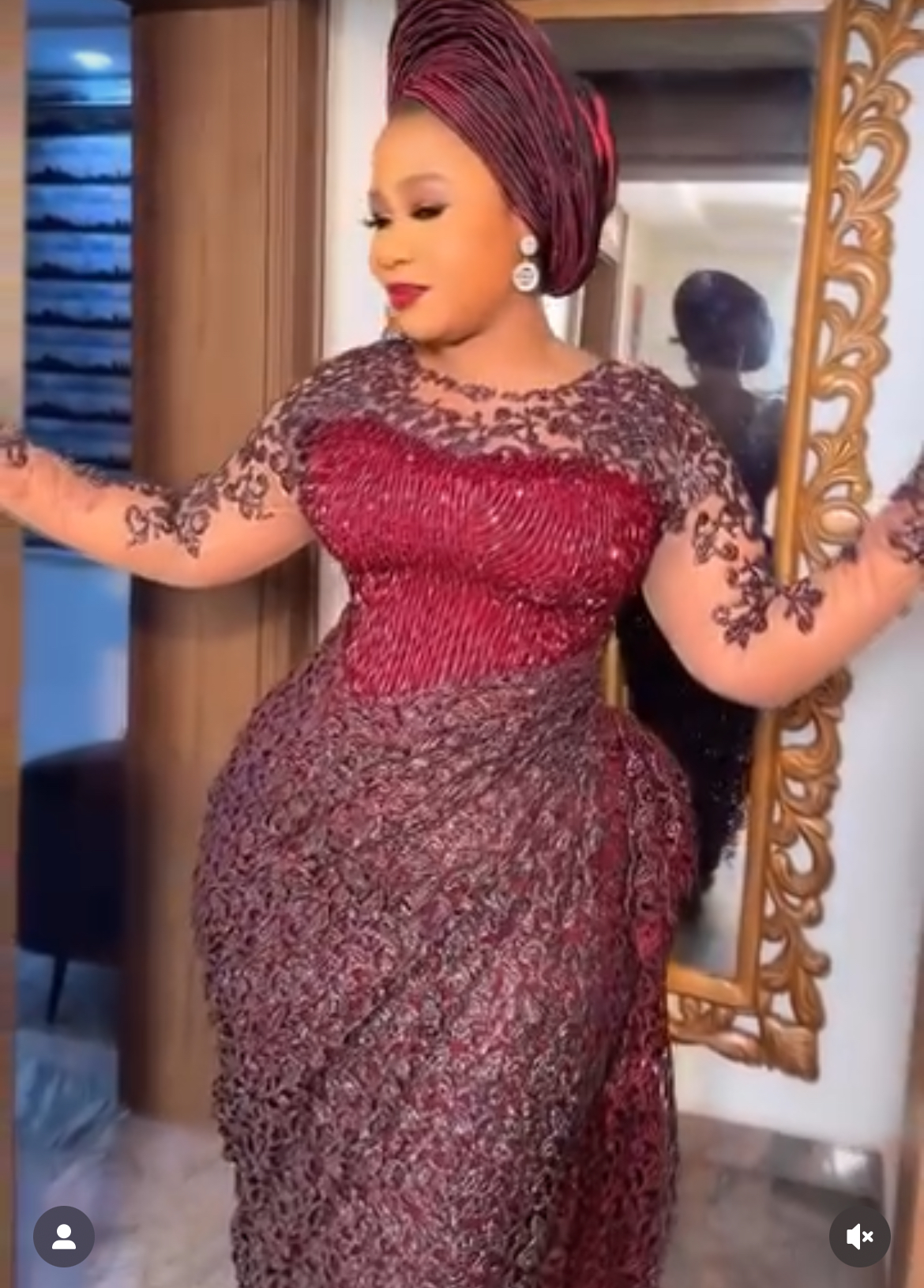 Burgundy Sheath Aso Ebi Prom Dresses 2025 Beaded Lace Sheer Neck Evening Formal Party Second Birthday Engagement Gowns Plus Size Dress For Special Occ