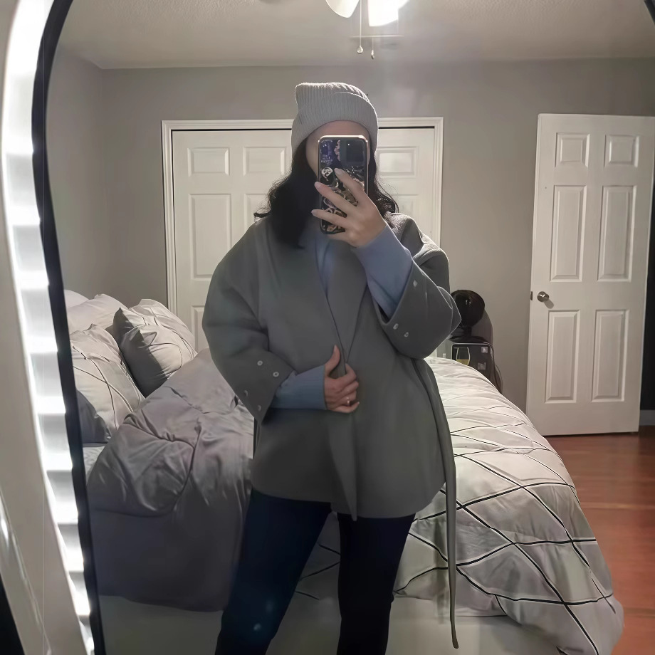 Autumn and Winter Fashion Casual Elegant Soft Loose TurnDown Collar Solid Color Wool Coat 250929