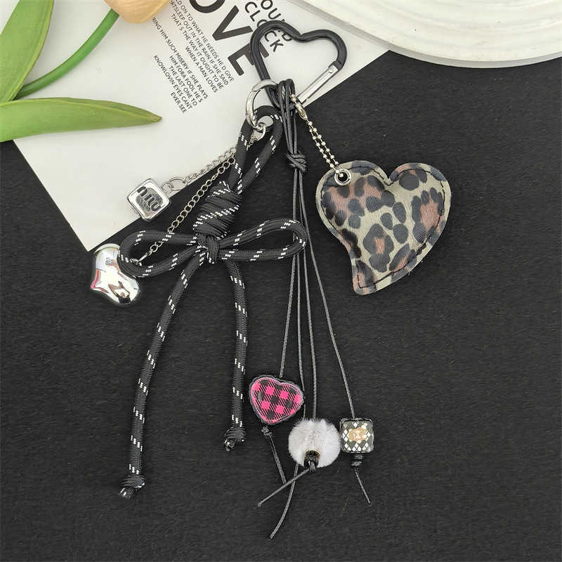 Butterfly Knot Mini Bag Accessories Keychain Pendant Cotton Filled Leopard Print Leather Accessories H250928