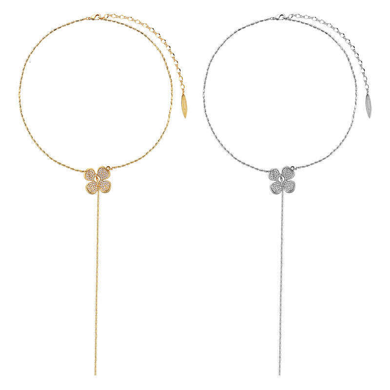 Necklace Designer Luxury jewelry for women Flower Zircon Copper plated with 18K gold Vintage Sweet Elegant Fashion High end Festival Vacation gifts