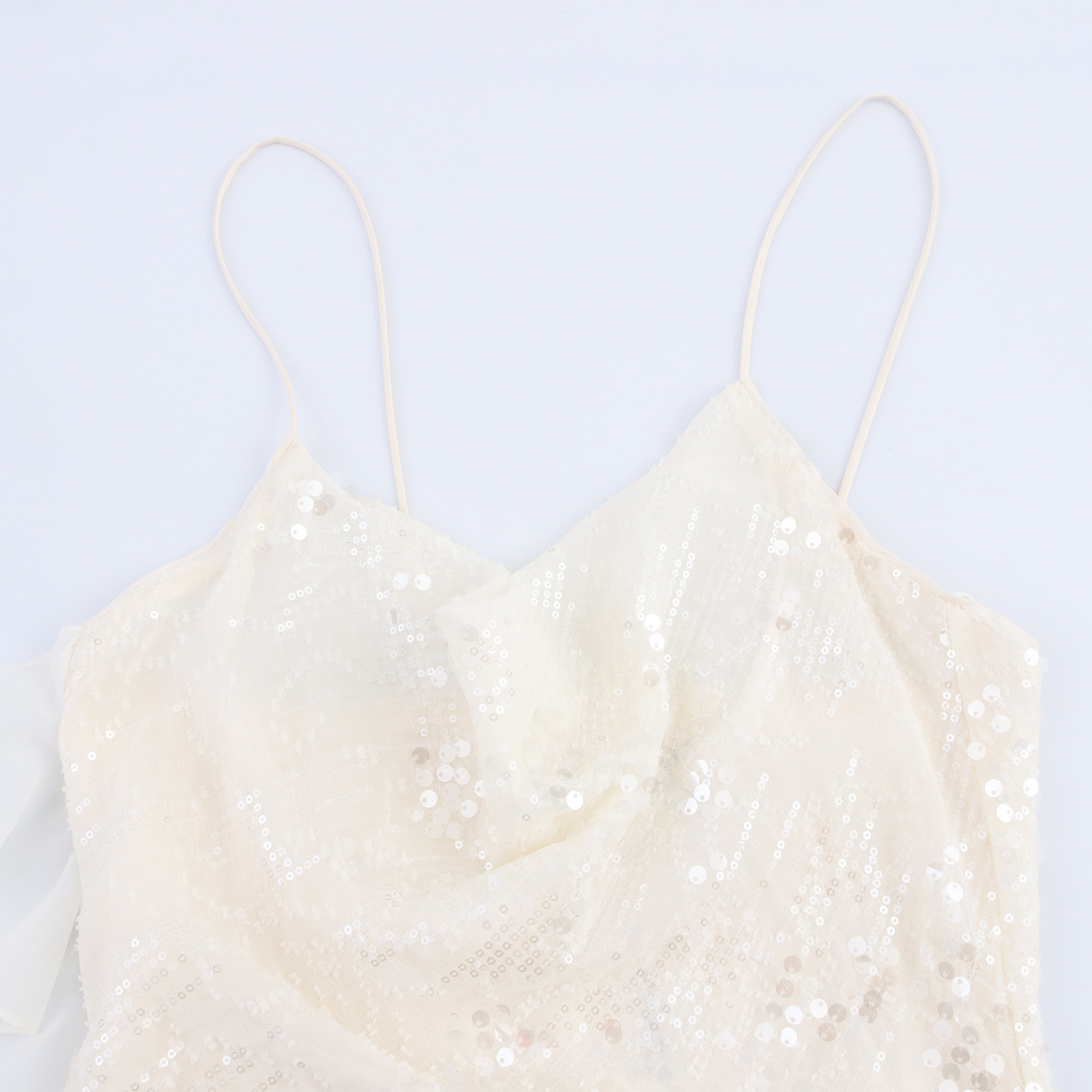 GY146 Summer Fashion Women's Layered Sequins Decorated Ruffle Mini Suspender Dress