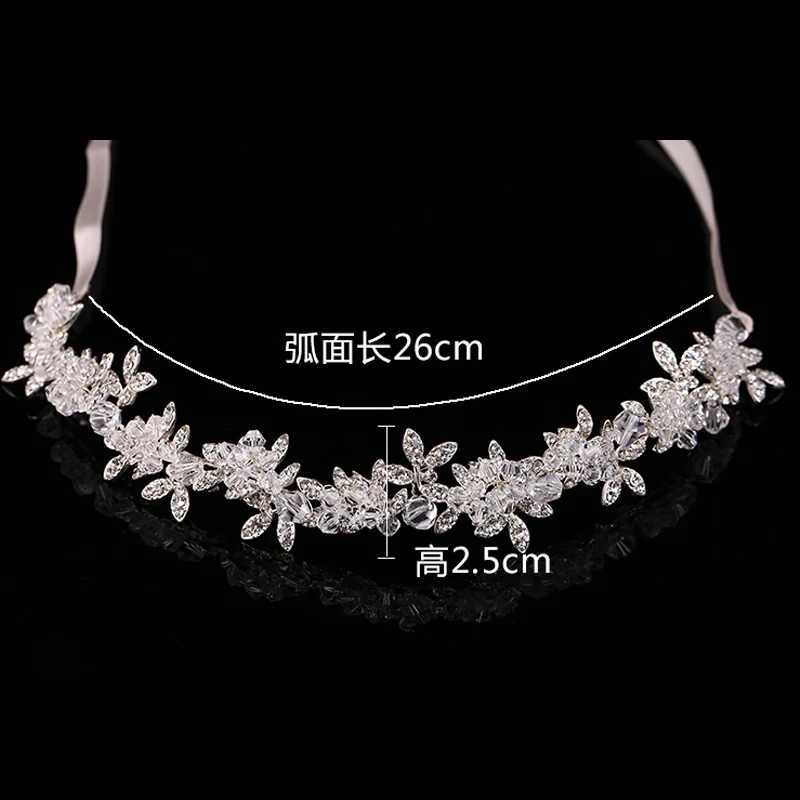 Hot Sale Ladies Silver Color Crystal Bridal Wedding Tiara cessories Flower Pearl Crystal Chain Headband Hair Clip Comb Jewelry L250928MNCE