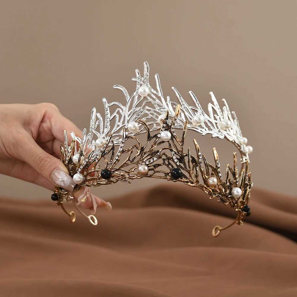 Korean Style Elegant Baroque Tiara Alloy Pearl Wedding Rhinestone Headband Hair Band Rhinestone Crowns Women Hair cessories L250928XBHV