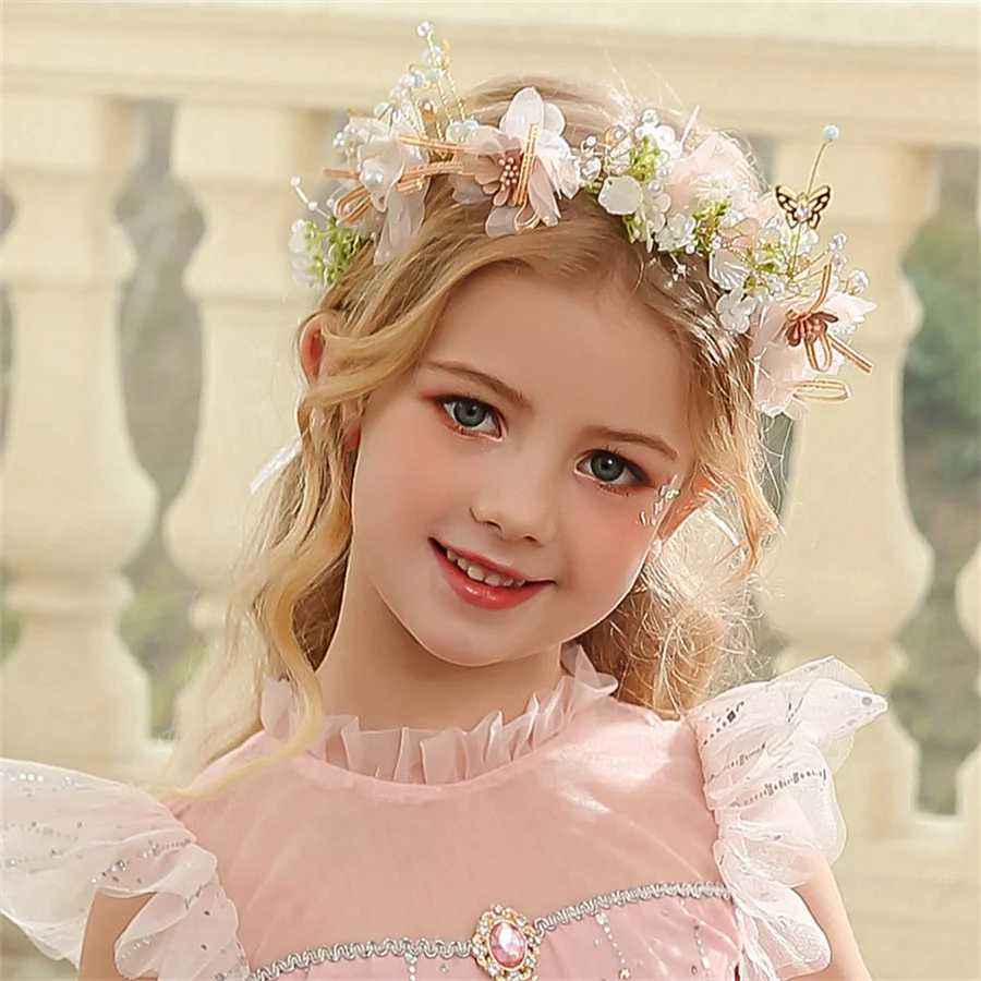 New Fashion Imitated Pearl Crowns Girls Bridal Wedding Headband Floral Flower Headband for Girls Adult Bohemian Hair cessories L250928MQAY
