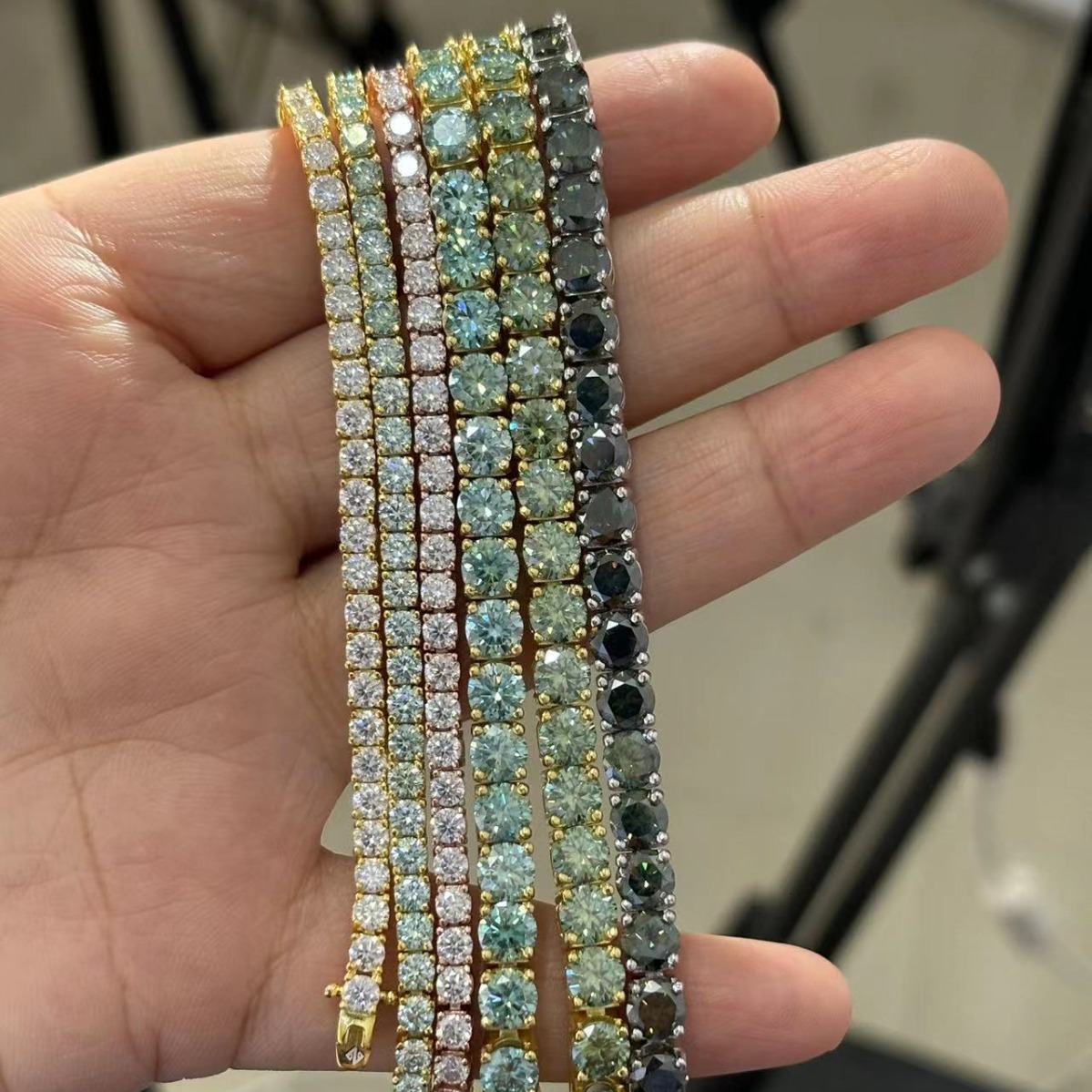 VVS Moissanite Tennis Bracelet and Womens Chain Free Shipping 3MM Sea Blue Moissanite Necklace S925 Silver Inlaid Moissanite Chain Fashion Jewelry Pas