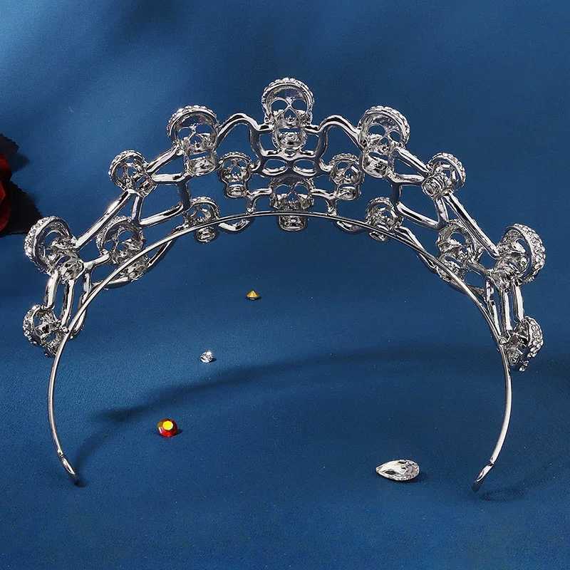 Halloween cessories Gothic Skull Crystal Crown Silver Color Tiaras and Crowns Jewelry for Women Headpiece Fashion Party Gift L250928YHM6