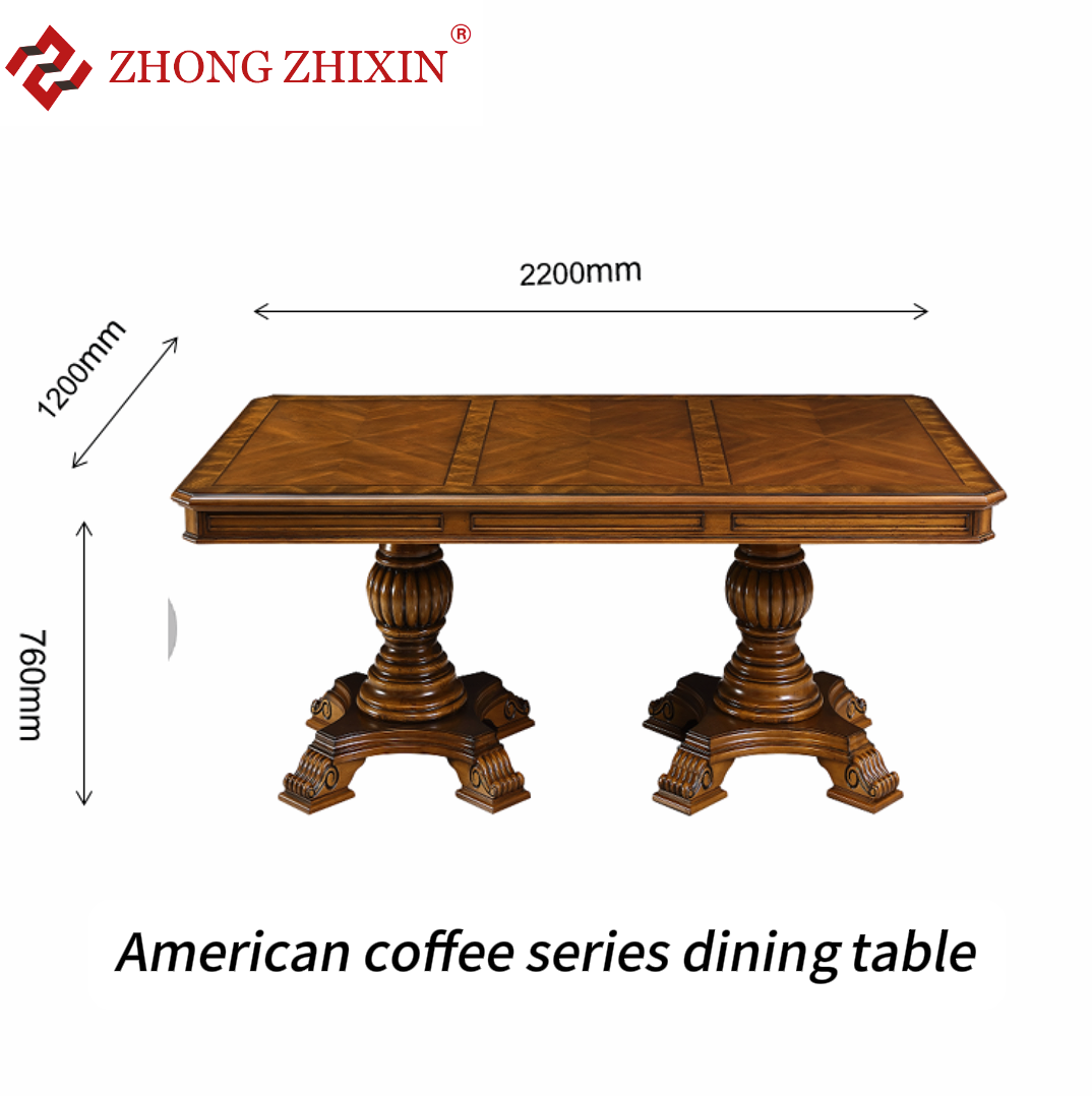 Zhongzhixin Designer Solid Wood tea table Luxury American Dining Table Set, Rectangular Coffee Table for Dining Room, Dark Brown
