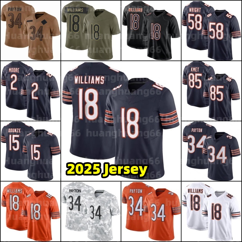 Caleb Williams Kyle Monangai Colston Loveland Football Jersey Rome Odunze Cole Kmet D'Andre Swift Walter Payton Tory Taylor Urlacher Butkus Luther Burden Thieneman