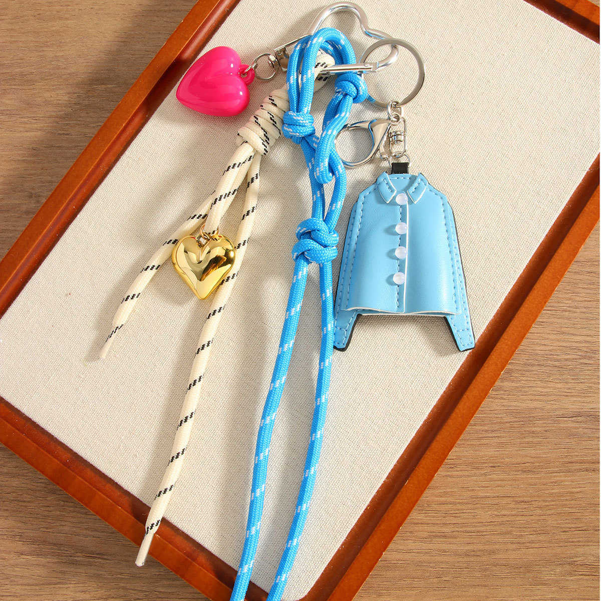 Unique Pu Blue Shirt Pendant Keychain Versatile Bag Pendant Accessory H250928
