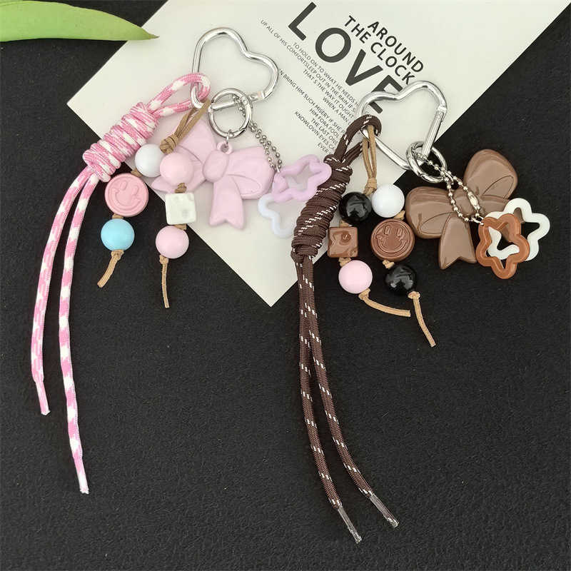 Creative Niche Bowknot Accessories Handmade Woven Keychain Bag Pendant H250928