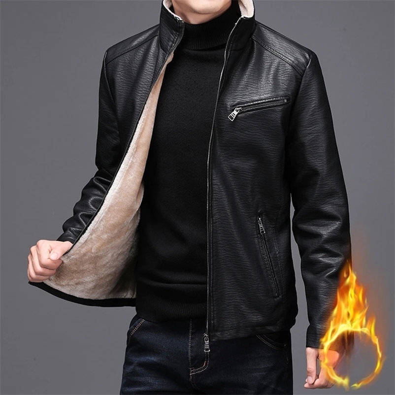 Autumn Winter Leather Jacket Men Fashion Trend Casual Male Trench Coat Plus Velvet Versatile Top Clothing PU Locomotive Clothes 241209