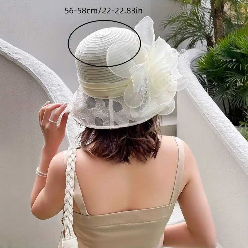 A ladys top hat with an elegant le flower bow is suitable for wedding tea party dance dinner sun protection decoration L250928KUHR