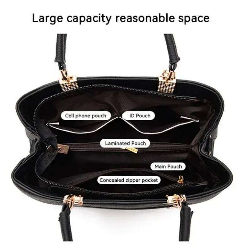 Fashion Solid Color With Bow One Shoulder Bag Portable Bandolera Casual Satchel Large Capacity Cross-Body Handbag For Women