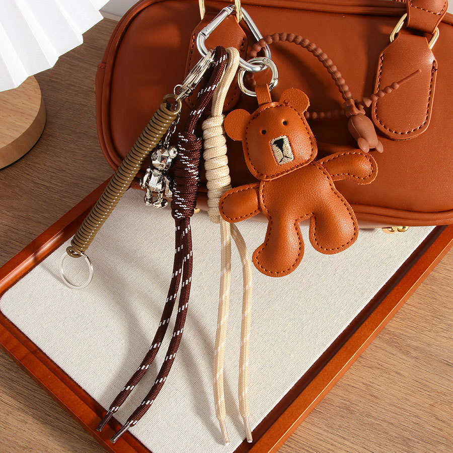 New Leather Brown Bear with Movable Limbs Bear Pendant Bag Strap Fashion Accessory H250928